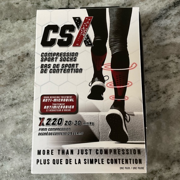 CSX Compression Sport Sock 20-30 mmHg Size XL black/silver - Picture 1 of 8